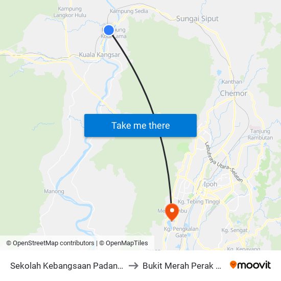 Sekolah Kebangsaan Padang Ampang to Bukit Merah Perak Malaysia map