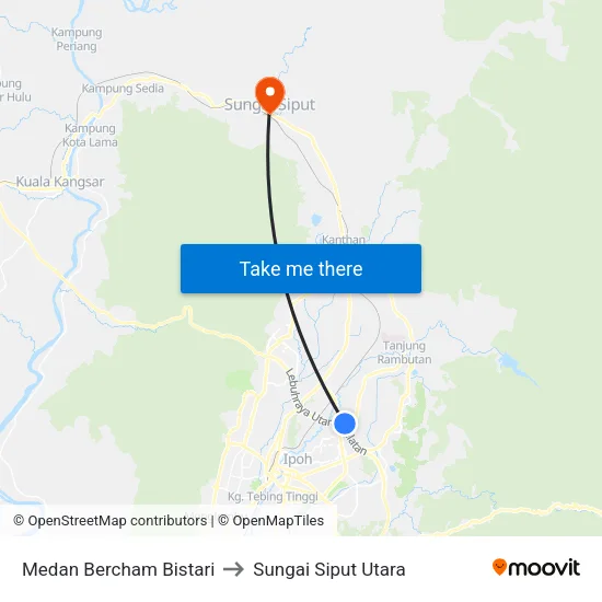 Medan Bercham Bistari to Sungai Siput Utara map