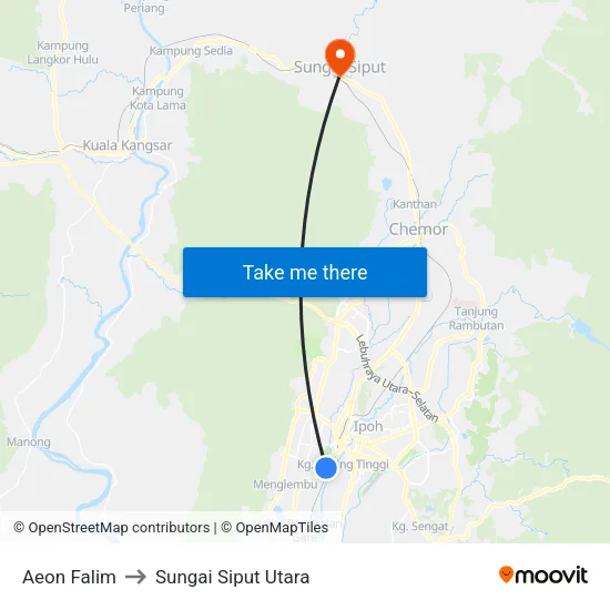 Aeon Falim to Sungai Siput Utara map