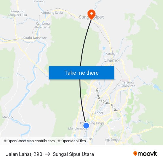 Jalan Lahat, 290 to Sungai Siput Utara map