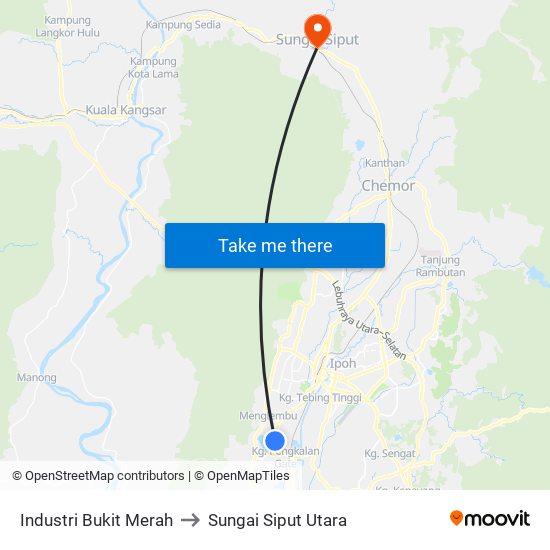 Industri Bukit Merah to Sungai Siput Utara map