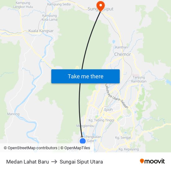 Medan Lahat Baru to Sungai Siput Utara map