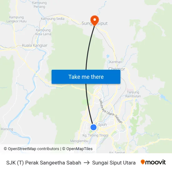 SJK (T) Perak Sangeetha Sabah to Sungai Siput Utara map