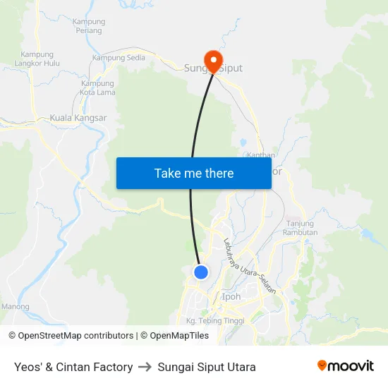 Yeos' & Cintan Factory to Sungai Siput Utara map