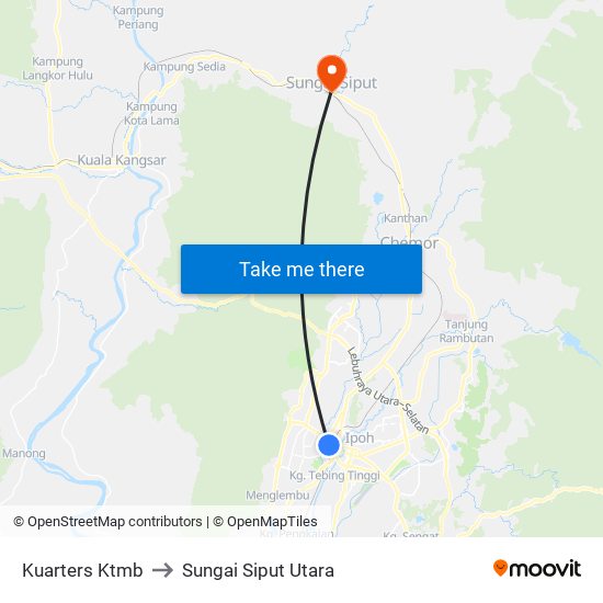 Kuarters Ktmb to Sungai Siput Utara map