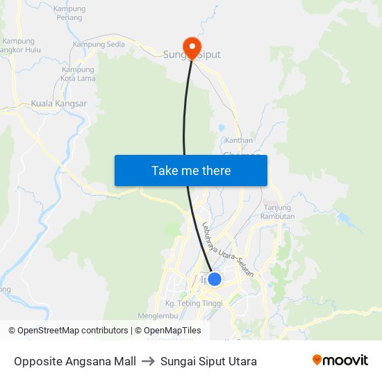 Opposite Angsana Mall to Sungai Siput Utara map