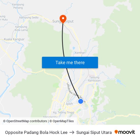 Opposite Padang Bola Hock Lee to Sungai Siput Utara map