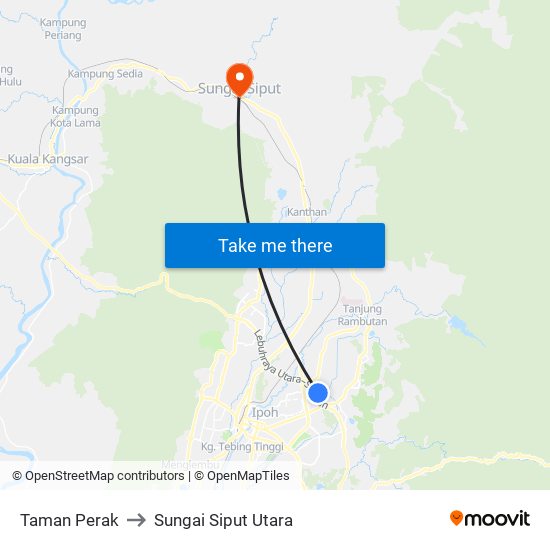 Taman Perak to Sungai Siput Utara map