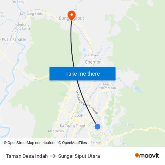 Taman Desa Indah to Sungai Siput Utara map