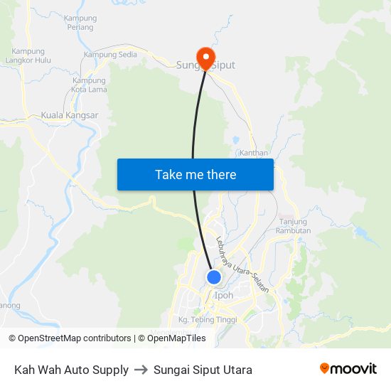 Kah Wah Auto Supply to Sungai Siput Utara map