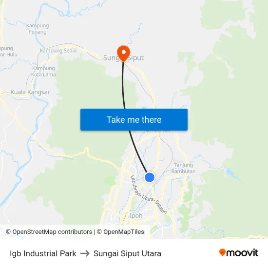 Igb Industrial Park to Sungai Siput Utara map