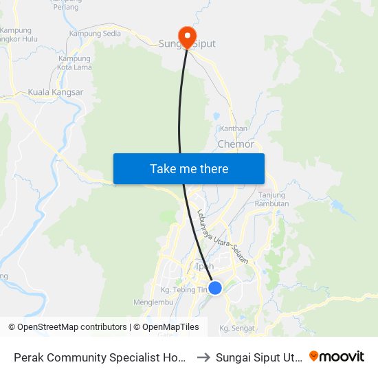 Perak Community Specialist Hospital to Sungai Siput Utara map