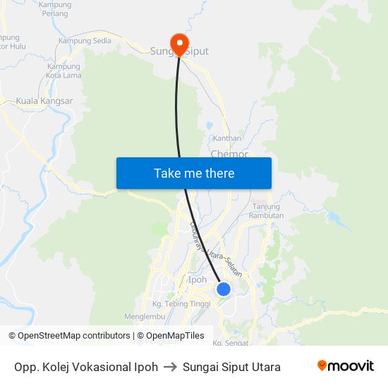 Opp. Kolej Vokasional Ipoh to Sungai Siput Utara map