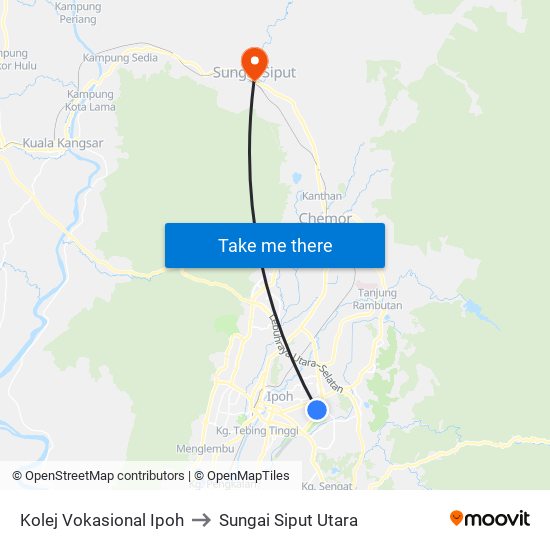 Kolej Vokasional Ipoh to Sungai Siput Utara map