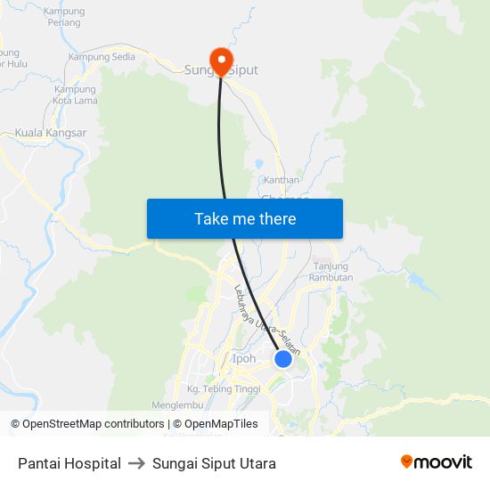 Pantai Hospital to Sungai Siput Utara map