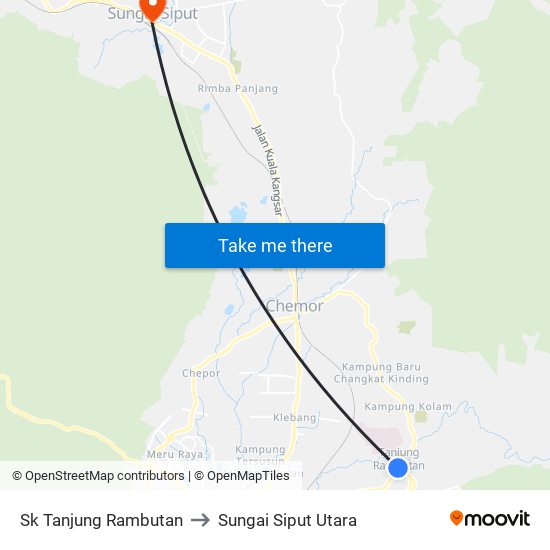 Sk Tanjung Rambutan to Sungai Siput Utara map