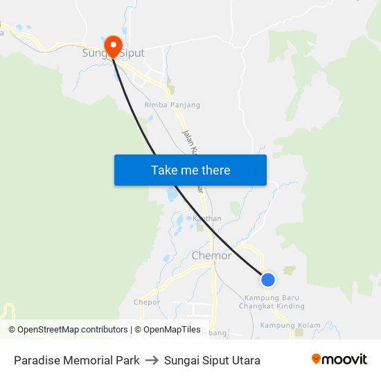 Paradise Memorial Park to Sungai Siput Utara map