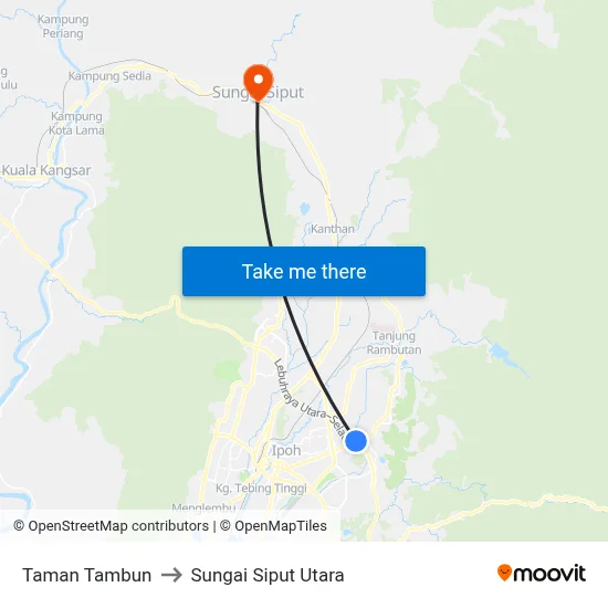 Taman Tambun to Sungai Siput Utara map