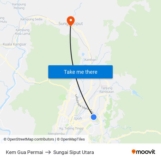 Kem Gua Permai to Sungai Siput Utara map