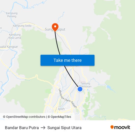 Bandar Baru Putra to Sungai Siput Utara map