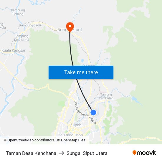 Taman Desa Kenchana to Sungai Siput Utara map