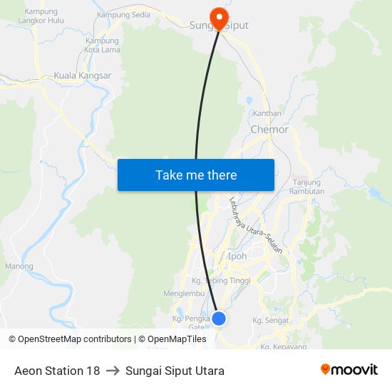 Aeon Station 18 to Sungai Siput Utara map