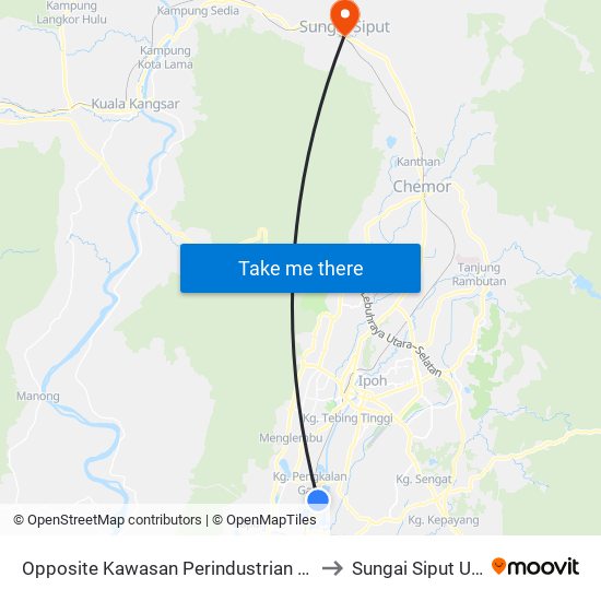 Opposite Kawasan Perindustrian Lahat 1 to Sungai Siput Utara map