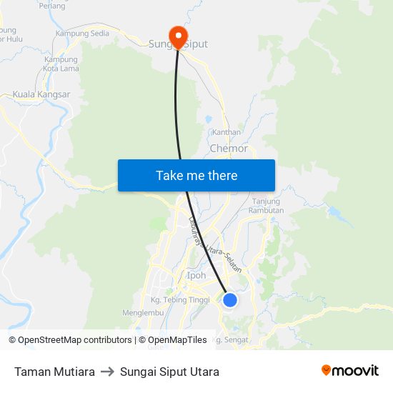 Taman Mutiara to Sungai Siput Utara map