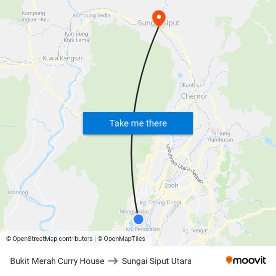 Bukit Merah Curry House to Sungai Siput Utara map