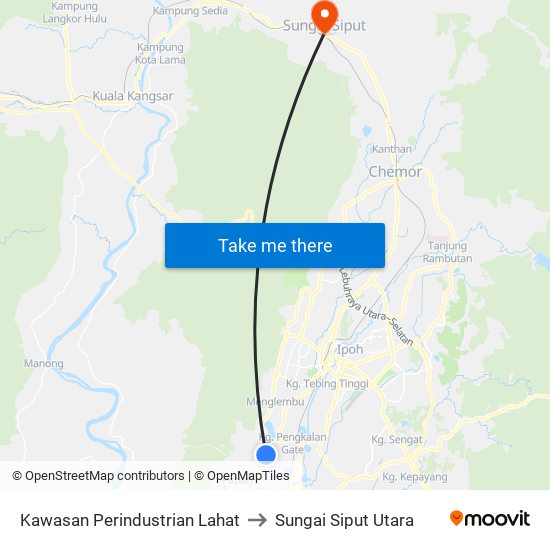 Kawasan Perindustrian Lahat to Sungai Siput Utara map