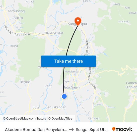 Akademi Bomba Dan Penyelamat to Sungai Siput Utara map