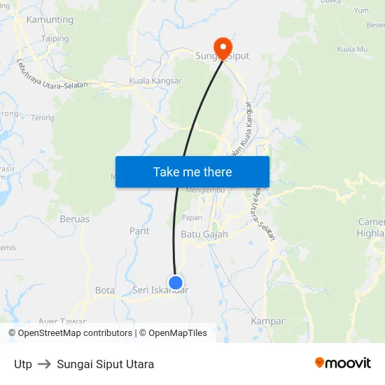 Utp to Sungai Siput Utara map