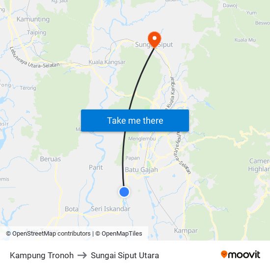 Kampung Tronoh to Sungai Siput Utara map