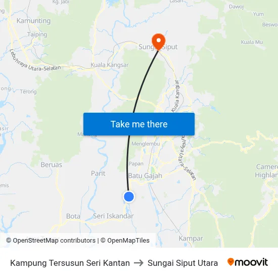 Kampung Tersusun Seri Kantan to Sungai Siput Utara map