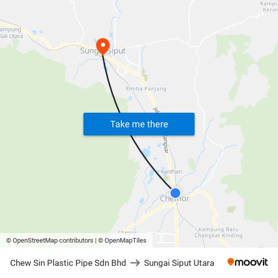 Chew Sin Plastic Pipe Sdn Bhd to Sungai Siput Utara map