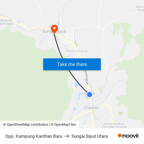 Opp. Kampung Kanthan Baru to Sungai Siput Utara map