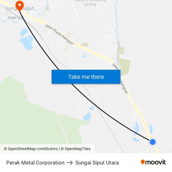 Perak Metal Corporation to Sungai Siput Utara map