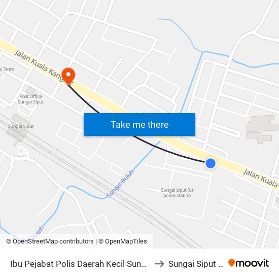 Ibu Pejabat Polis Daerah Kecil Sungai Siput (U) to Sungai Siput Utara map