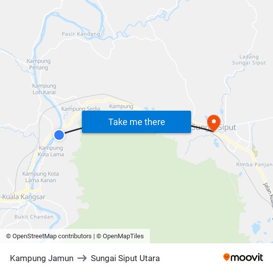 Kampung Jamun to Sungai Siput Utara map