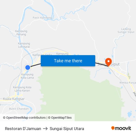 Restoran D'Jamuan to Sungai Siput Utara map