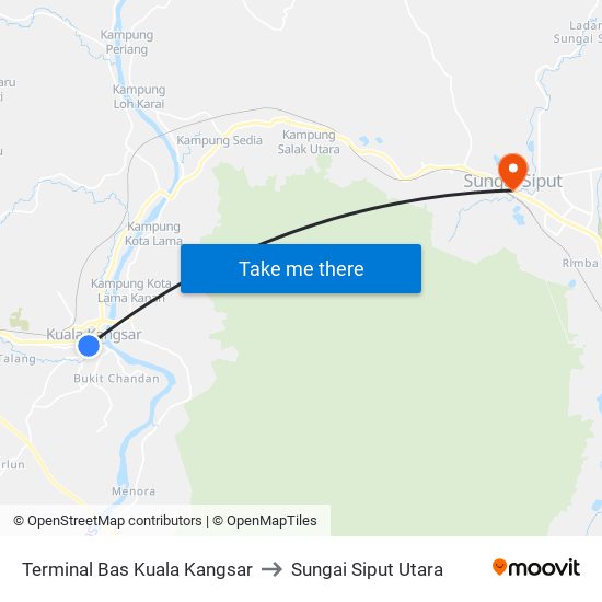 Terminal Bas Kuala Kangsar to Sungai Siput Utara map