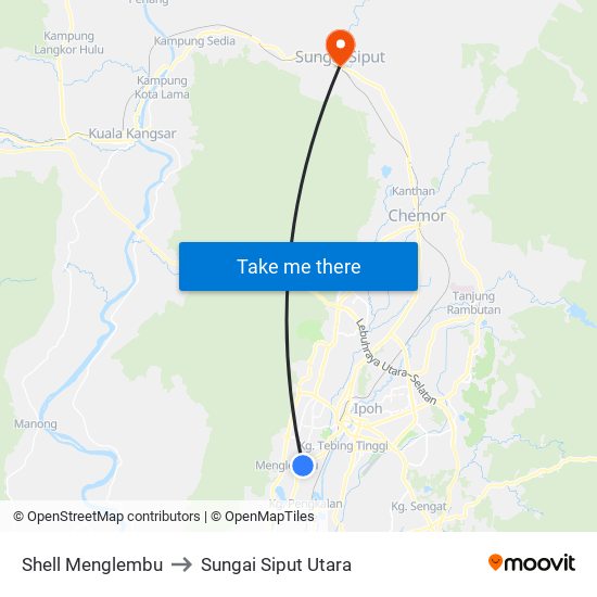 Shell Menglembu to Sungai Siput Utara map