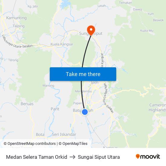 Medan Selera Taman Orkid to Sungai Siput Utara map