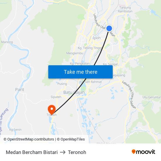 Medan Bercham Bistari to Teronoh map