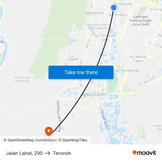 Jalan Lahat, 290 to Teronoh map