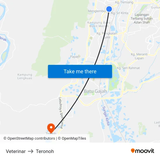 Veterinar to Teronoh map