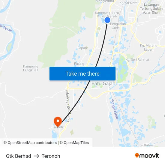 Gtk Berhad to Teronoh map
