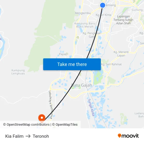 Kia Falim to Teronoh map