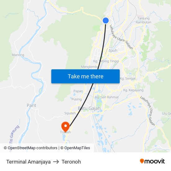 Terminal Amanjaya to Teronoh map