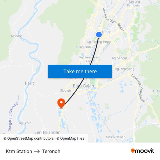 Ktm Station to Teronoh map